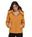 Doudoune courte pour femme, jaune éclatant avec capuche amovible et poches pratiques - Idéale pour l'automne et l'hiver-1