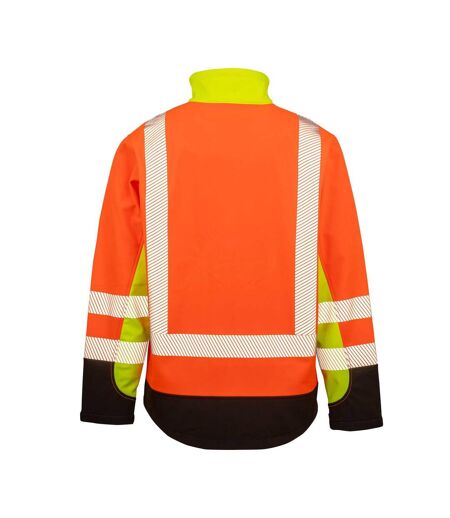 Unisex Adult Safety 3 Tone 3 Layer Jacket Fluorescent Yellow Fluorescent Orange Black Result Recycled