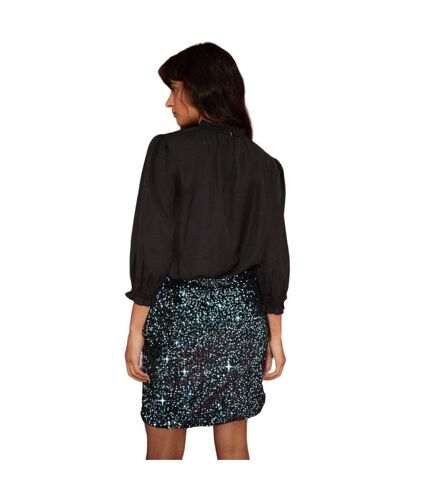 Womens/ladies sequin velvet mini skirt turquoise Dorothy Perkins