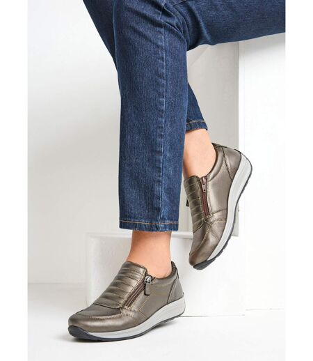 Baskets cuir zippées largeur confort