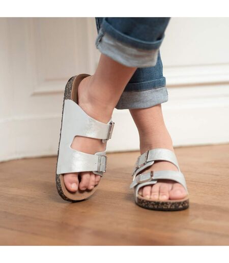 Isotoner Sandales femme à doubles brides ultra confortables, semelle intérieure cuir