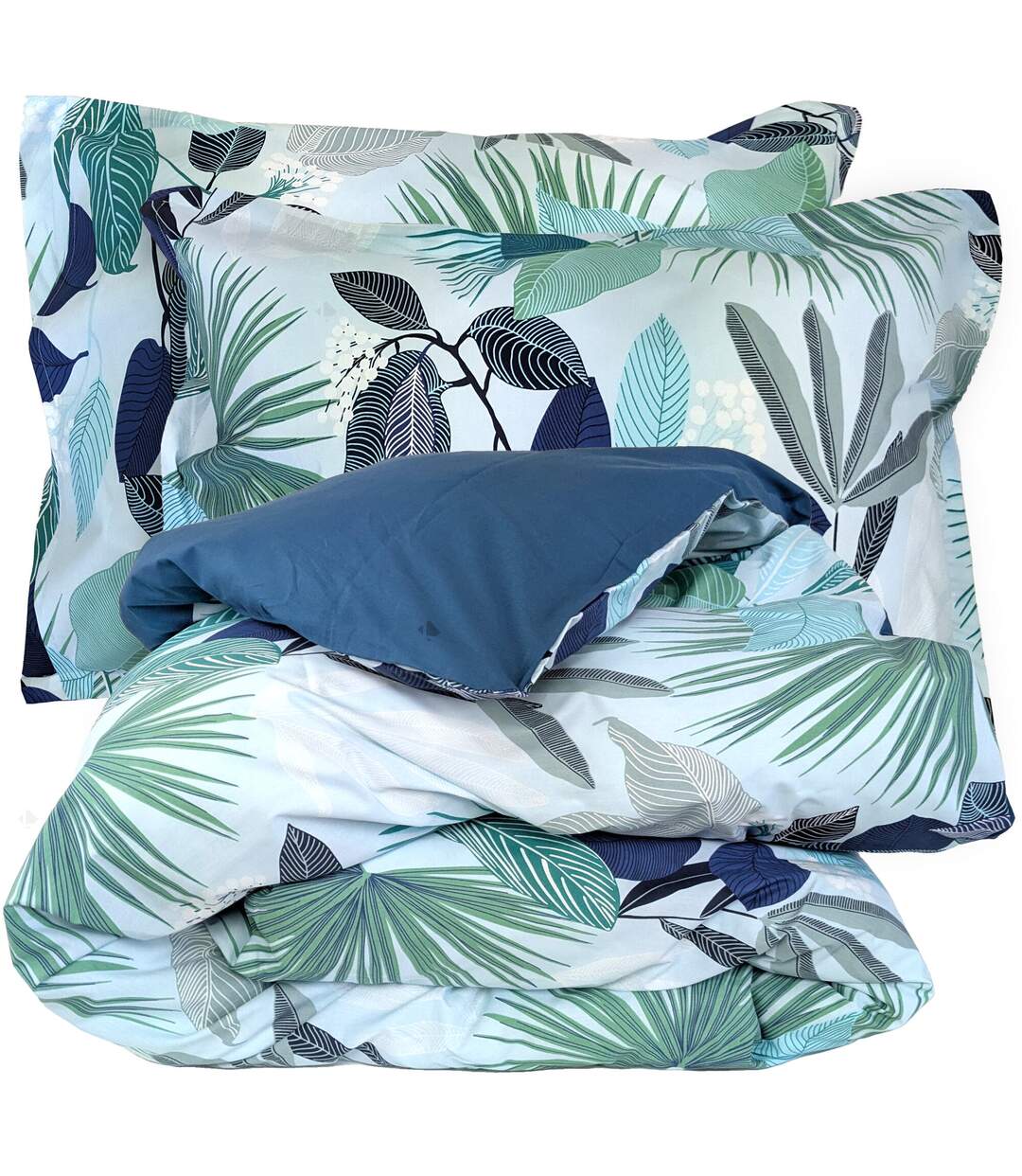 Parure de lit percale de coton MOOREA PACIFIC bleu cobalt Taie 50x70 cm-2