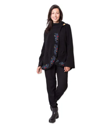 Veste polaire brodée COLUMBIA noire Coton Du Monde
