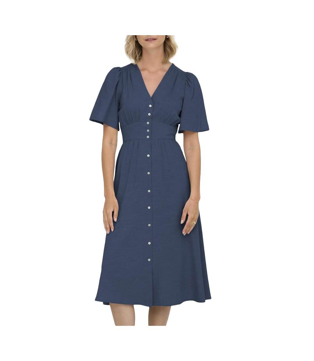 Robe bleu femme jdy nora 2/4 midi-1