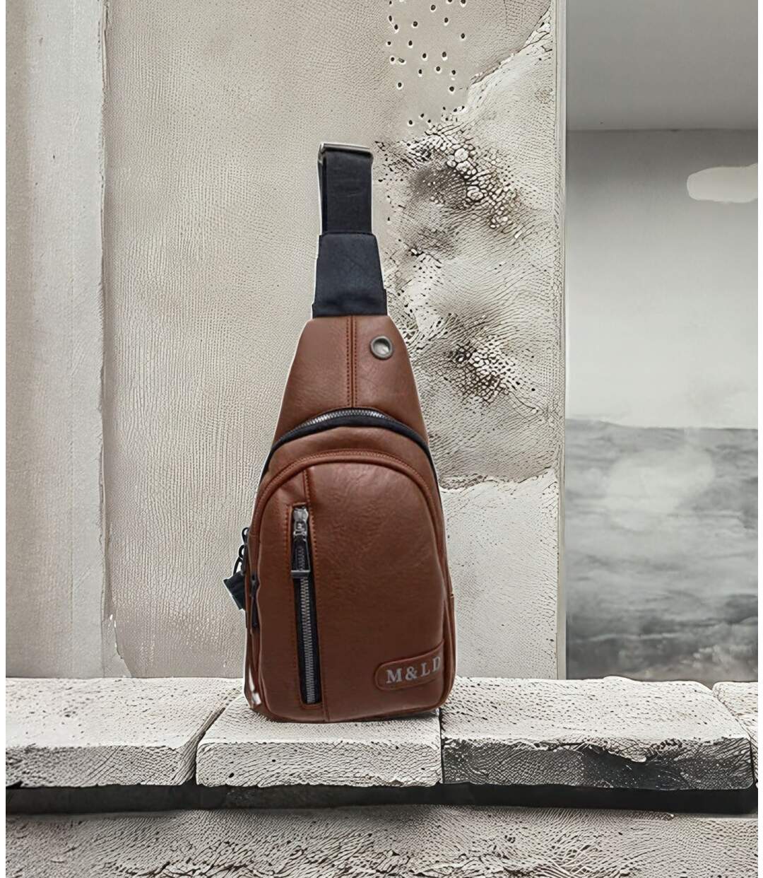 Sac body-bag en simili cuir marron pour homme - élégance décontractée avec poches multifonctions-5