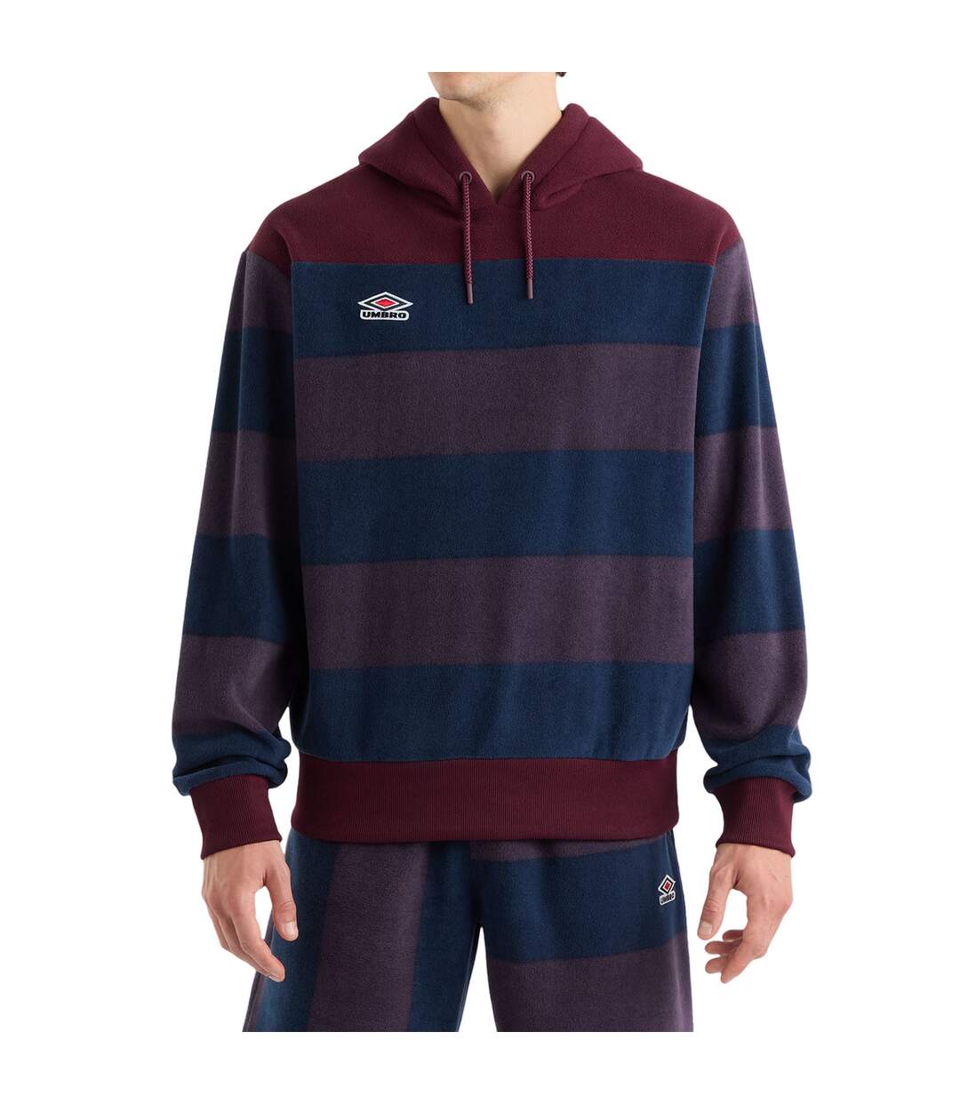 Mens multi stripe panelled hoodie winetasting Umbro-1