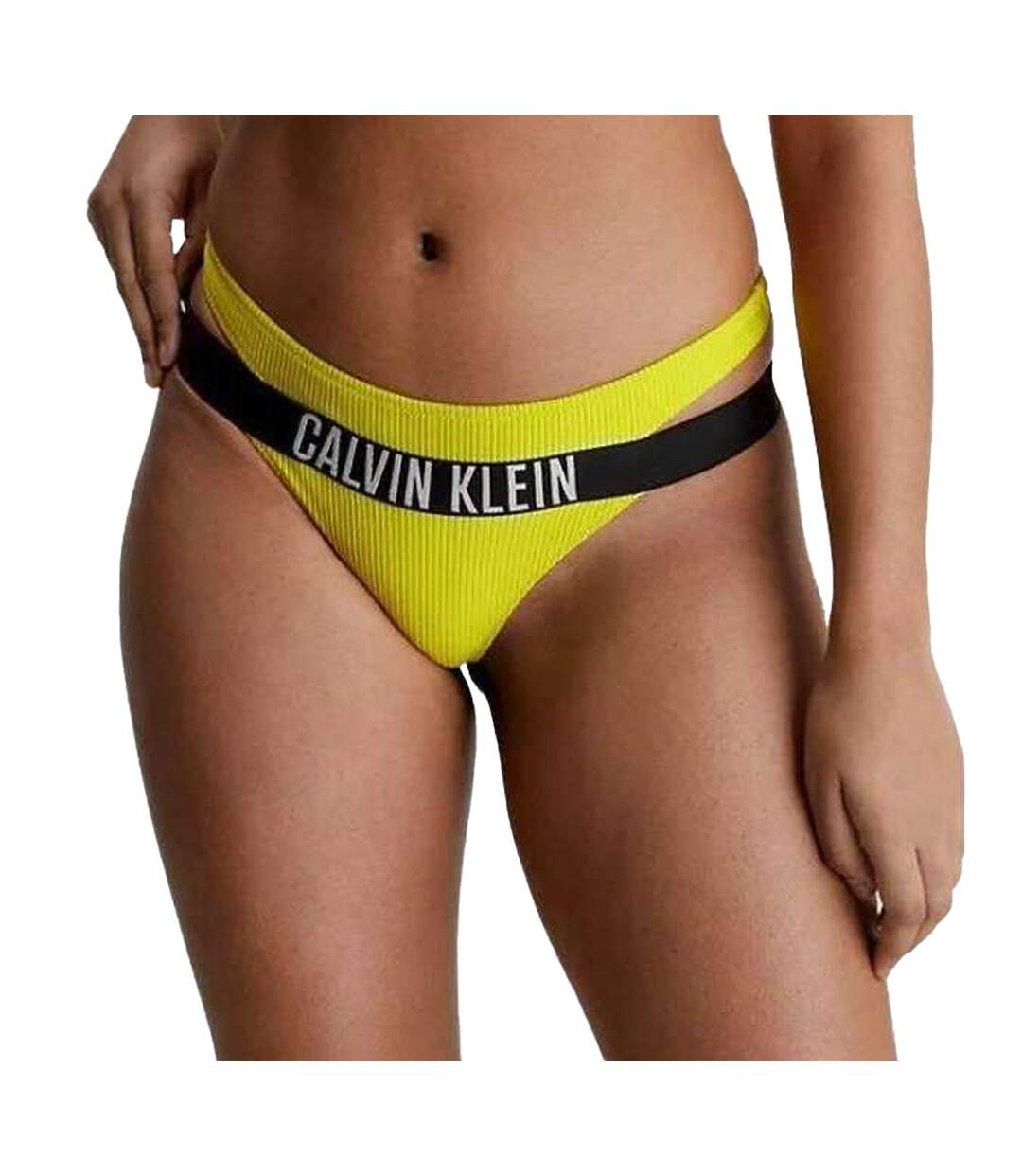 Bas De Maillot De Bain Motif/style Côtelé Femme Jaune Calvin Klein-3