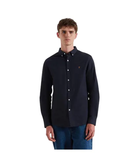 Mens Milners Oxford Long-sleeved Button-down Shirt Navy Marl Marl Farah