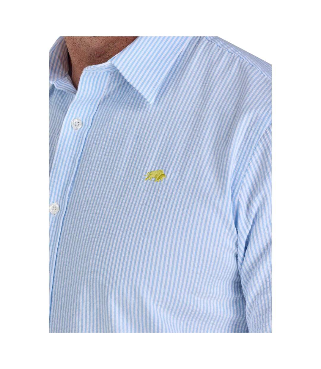 Chemise Manches Courtes Motif/style À Rayures Bournemouth Homme Bleu Ciel Raging Bull-4