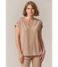 T-shirt femme col V en maille jersey KRIVA