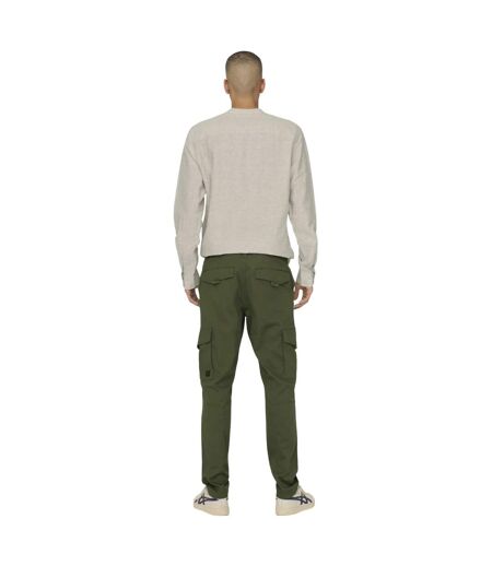 Mens Dean Regular Cargo Trousers Olive Night Only
