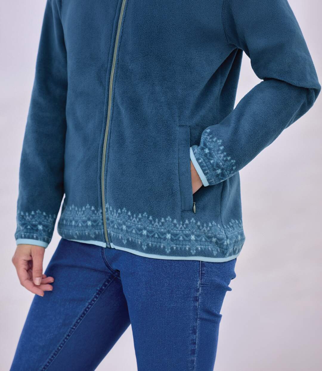 La Veste Polaire à Capuche Motifs Jacquard-3