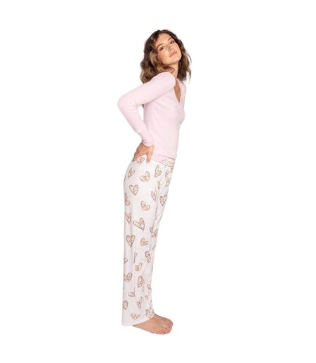 Pantalon De Détente Motif/style Cœurs Et Fleurs Femme Blanc Cassé PJ Salvage