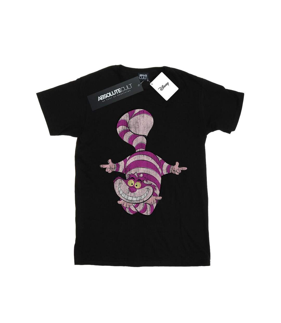 Disney Womens/Ladies Alice In Wonderland Cheshire Cat Upside Down Cotton Boyfriend T-Shirt (Noir) - UTBI8627-1