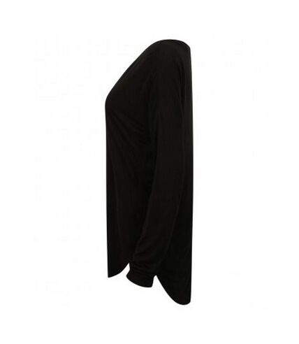 SF Womens/Ladies Long Sleeve Slounge Top (Black) - UTPC3025