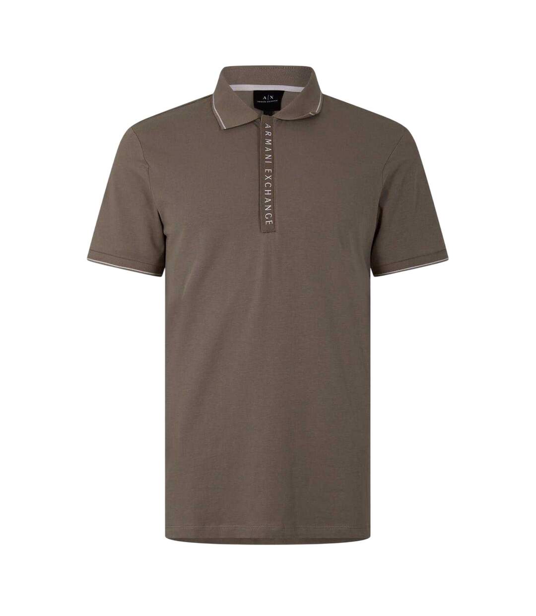 Mens Stripe Quarter Zip Polo Shirt Cashew Armani Exchange-2