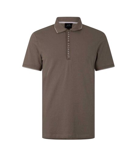 Mens Stripe Quarter Zip Polo Shirt Cashew Armani Exchange