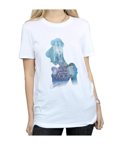 Disney Princess Womens/Ladies Cinderella Filled Silhouette Cotton Boyfriend T-Shirt (White)