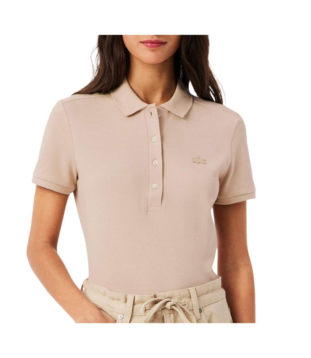 Polo beige femme lacoste polo l.12-1