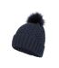 Womens/ladies Lisbon Pom Pom Borg Lined Beanie Navy Mountain Warehouse-3