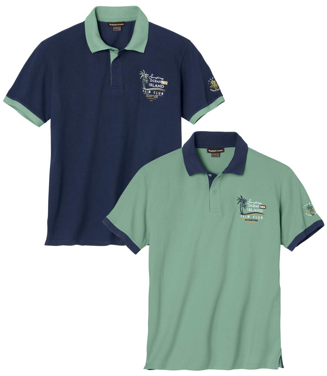 Paquet de 2 polos en maille piquée homme - vert marine-1