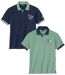 Pack of 2 Men's Piqué Polo Shirts - Navy Green 