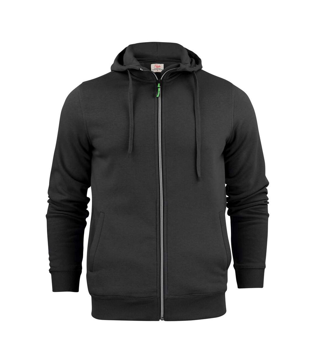 Mens Plain Full Zip Hoodie Black Printer-1