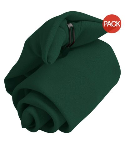 Pack of 2  Tie mens plain workwear clip on tie  one size bottle green Premier