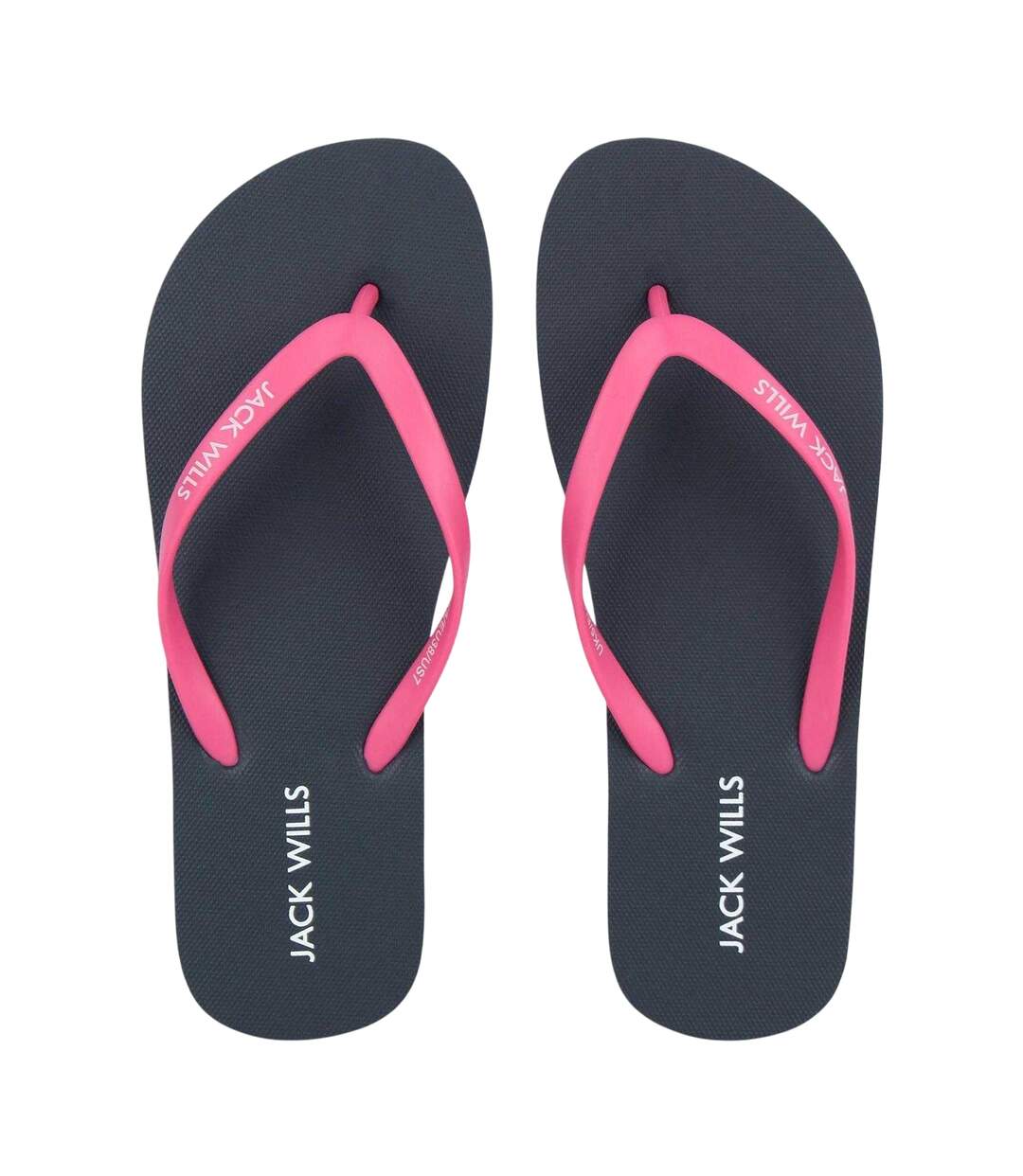 Womens/ladies Rubber Flat Flip Flops Navy Pink Jack Wills-3