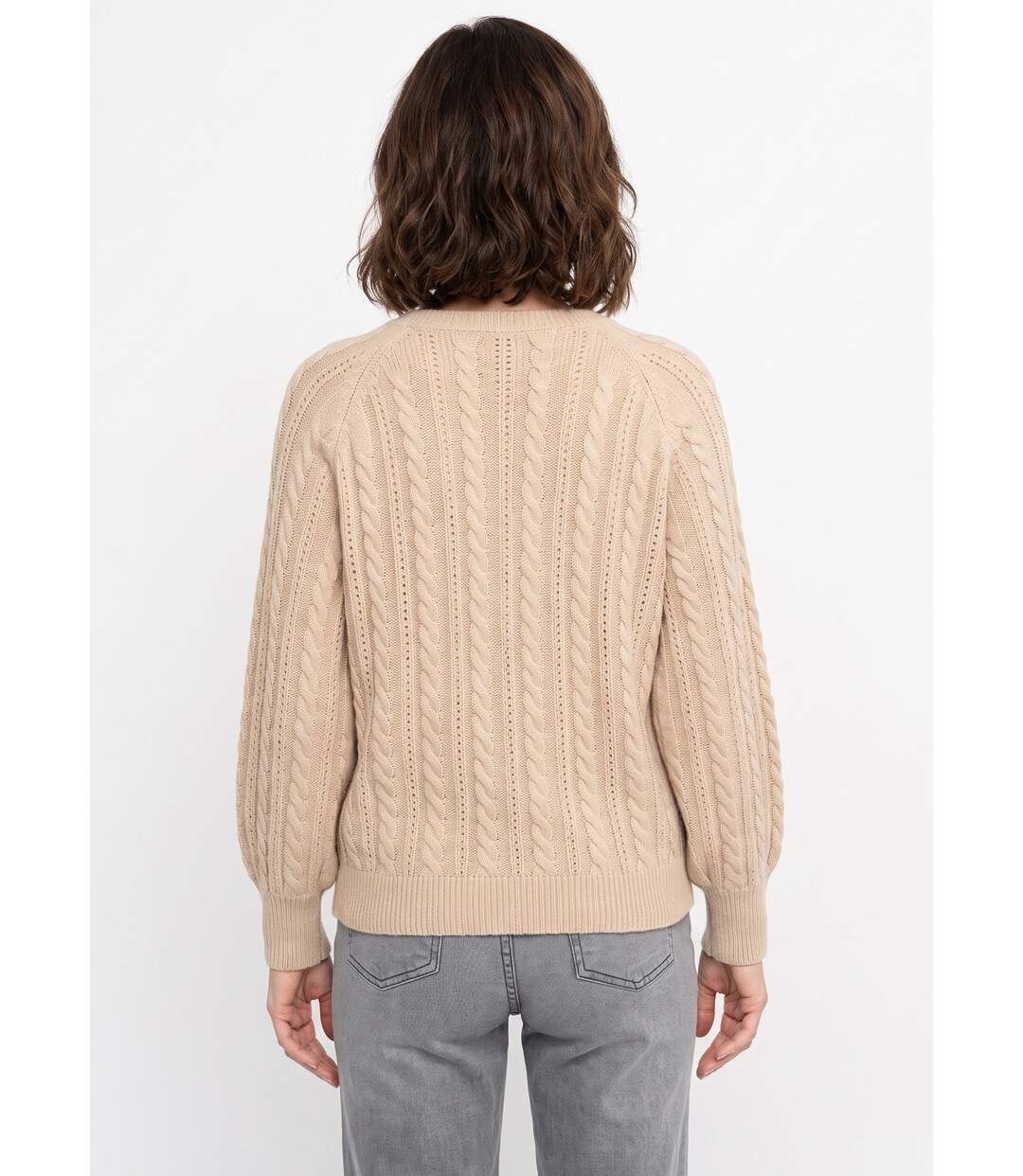 Pull doux maille irisée torsadée ajourée laine-2