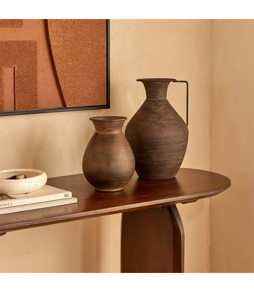 Vase Effet Ancien en Métal Wonj 20cm Marron-3