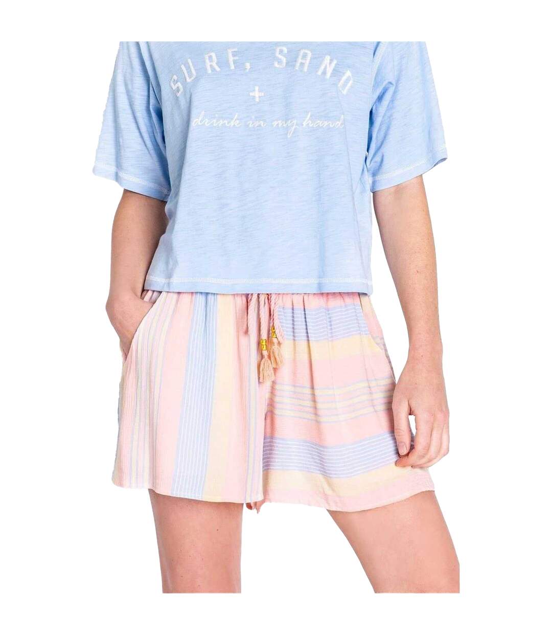 Womens/ladies Salvage Stripe Regular Lounge Shorts Multicoloured PJ Salvage-4