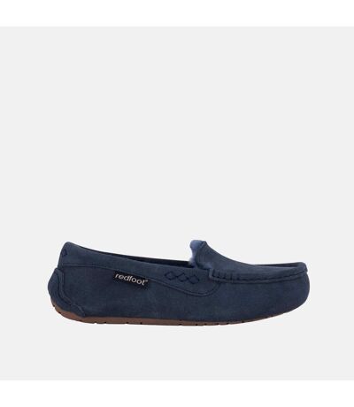 Ladies Evie Navy Sheepskin Slipper Moccasin