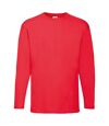 Fruit Of The Loom Mens Valueweight Crew Neck Long Sleeve T-Shirt (Red)