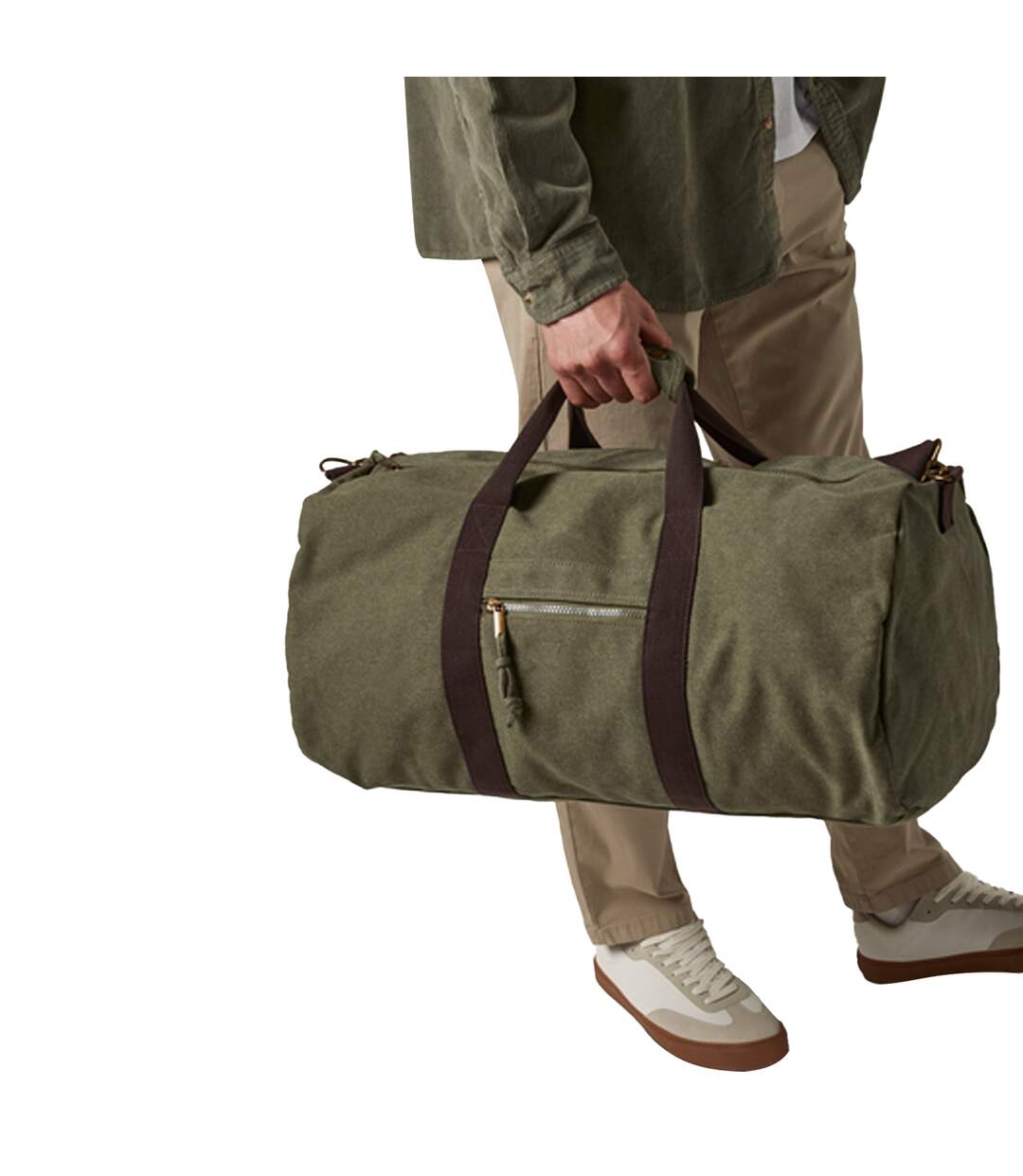 Quadra Vintage Canvas Holdall Duffel Bag - 45 liters (Pack of 2) (Vintage Military Green) (One Size) - UTBC4429-3