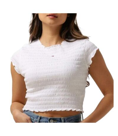 Top blanc femme tommy hilfiger slim smock - l