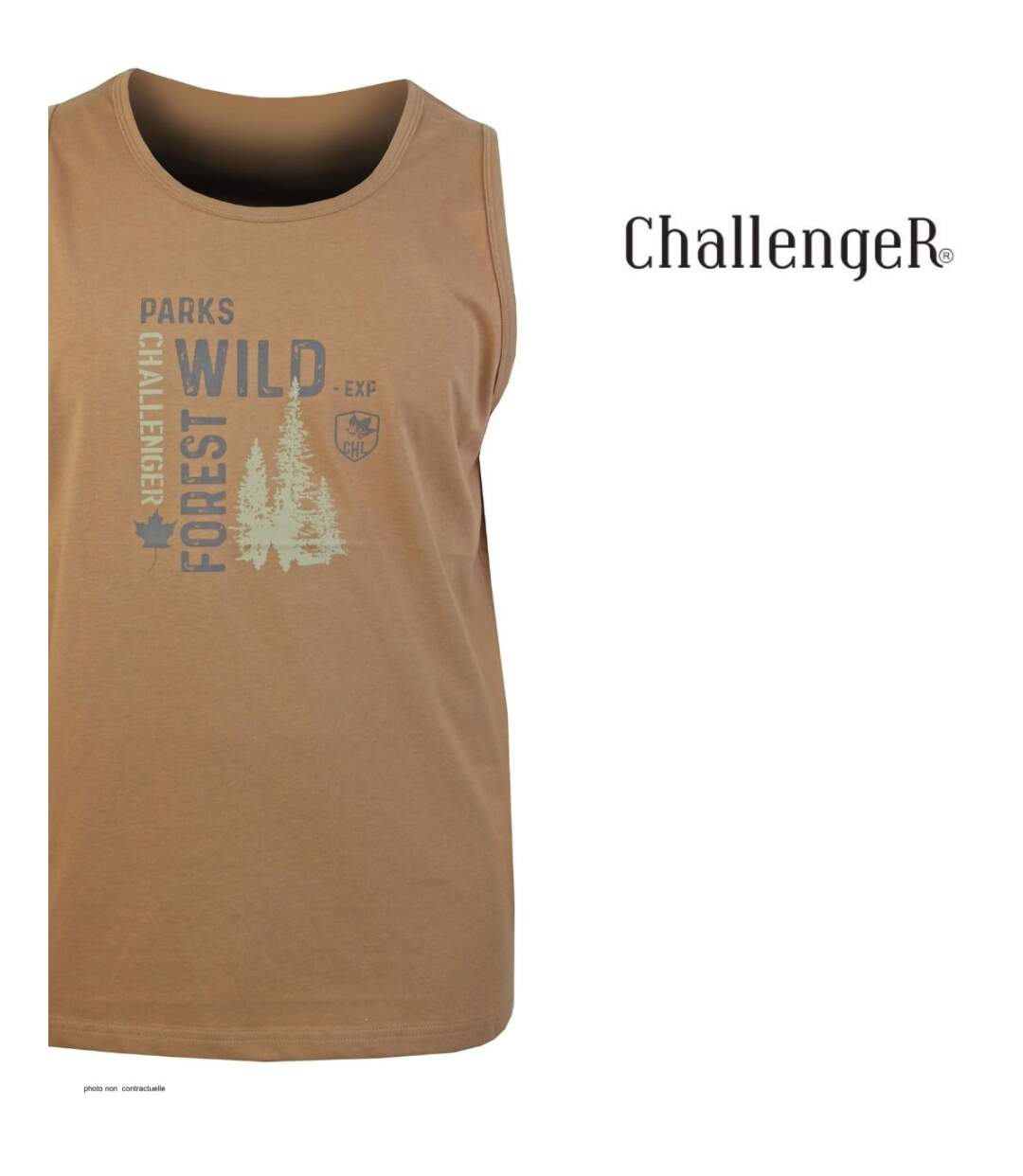 Débardeur homme Challenger SIG1 camel marron imprimé — Confort pur coton jersey-4
