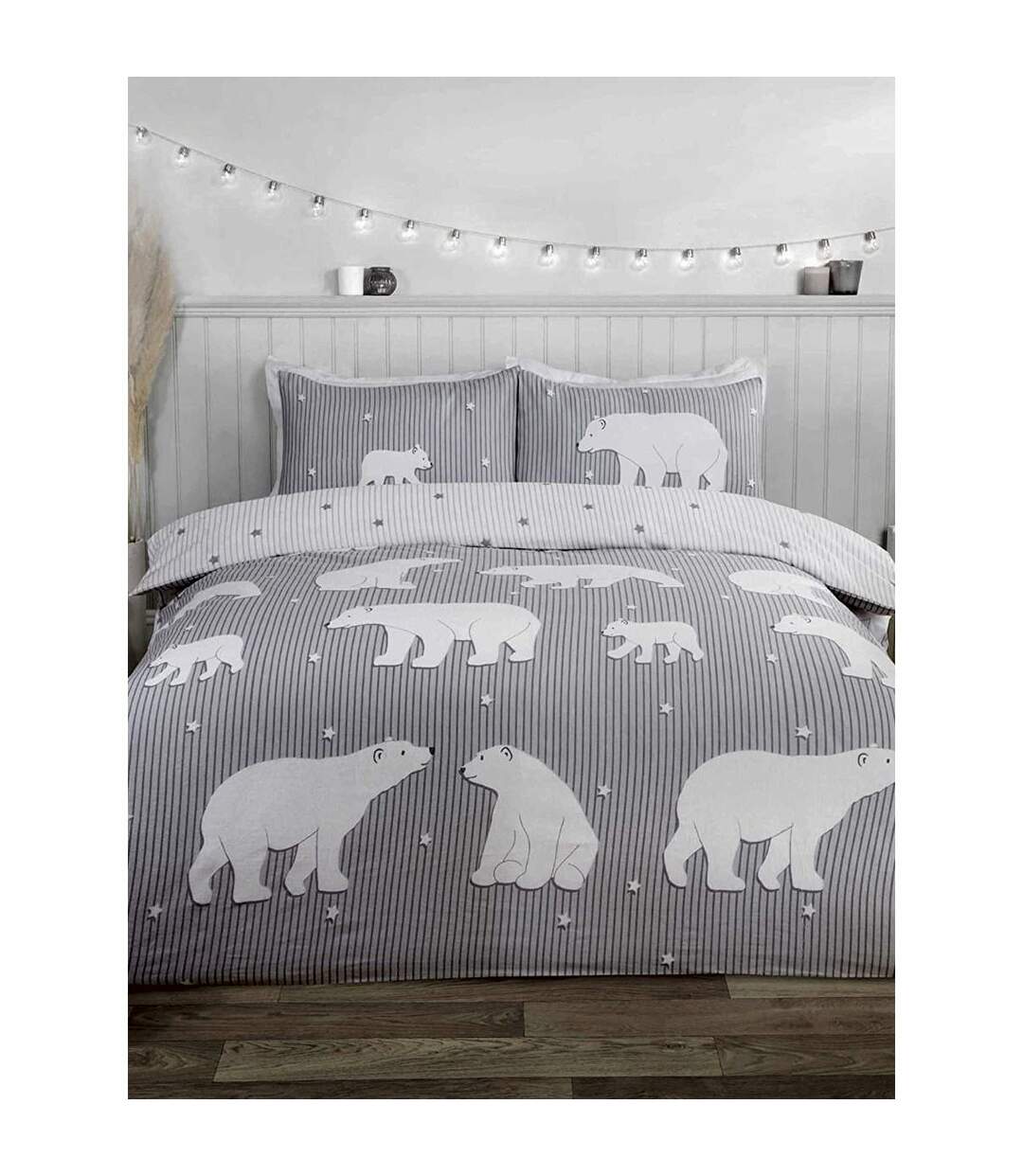 Brushed cotton polar bear duvet cover set white Rapport