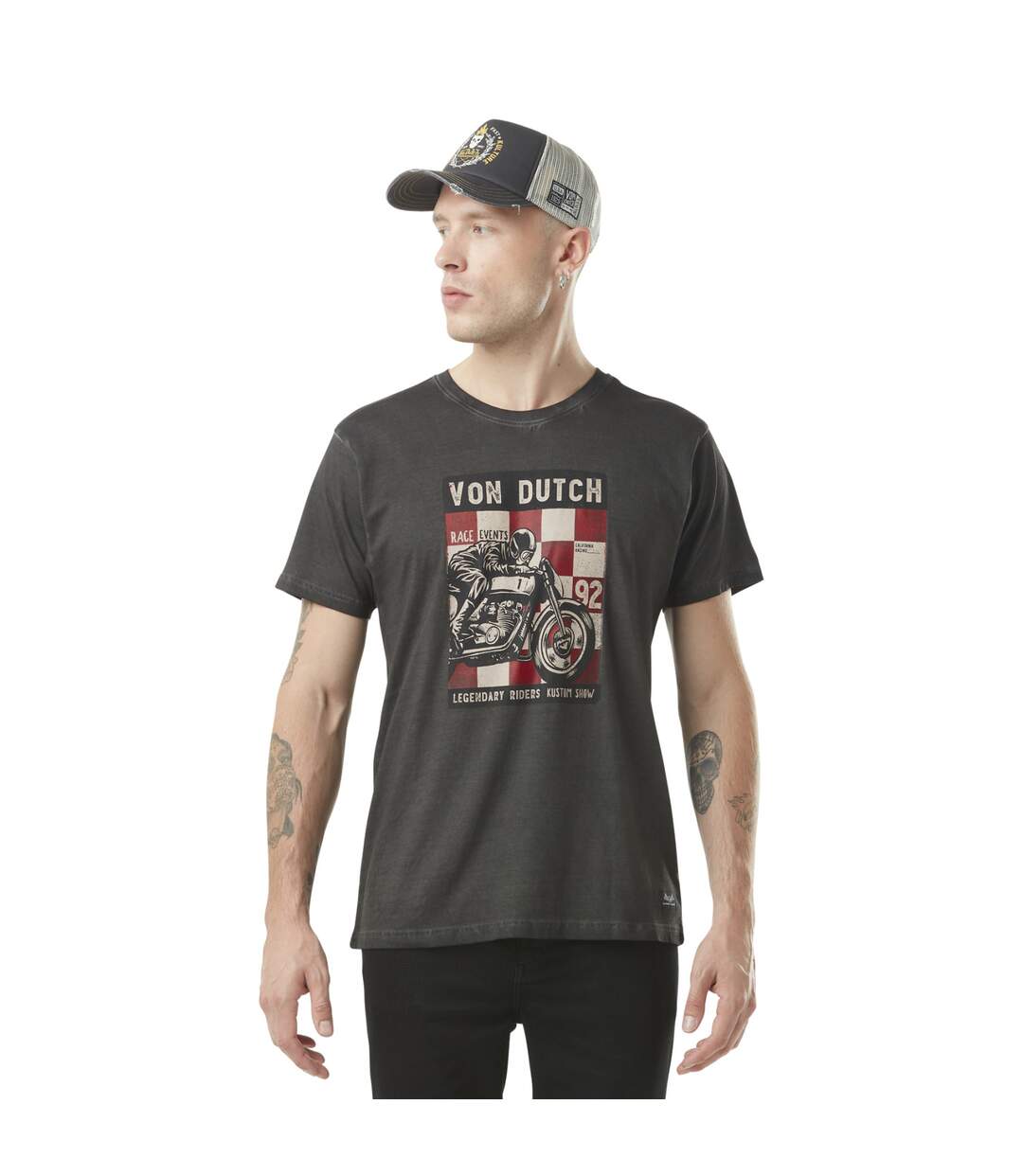 T-shirt homme col rond avec print en coton Event Vondutch-1