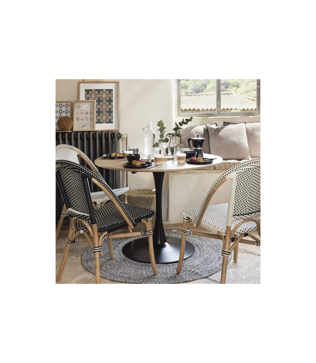 Tapis Déco Tressé Café 120cm Noir-4