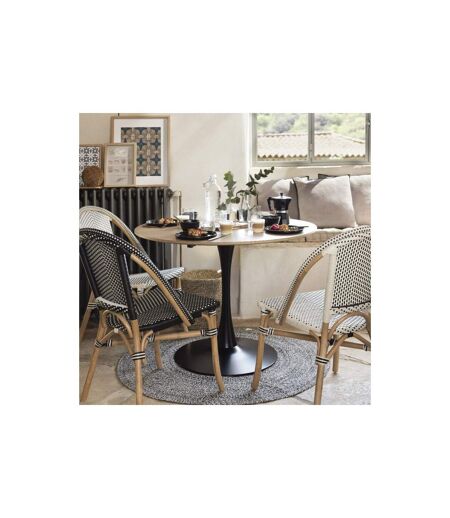 Tapis Déco Tressé Café 120cm Noir