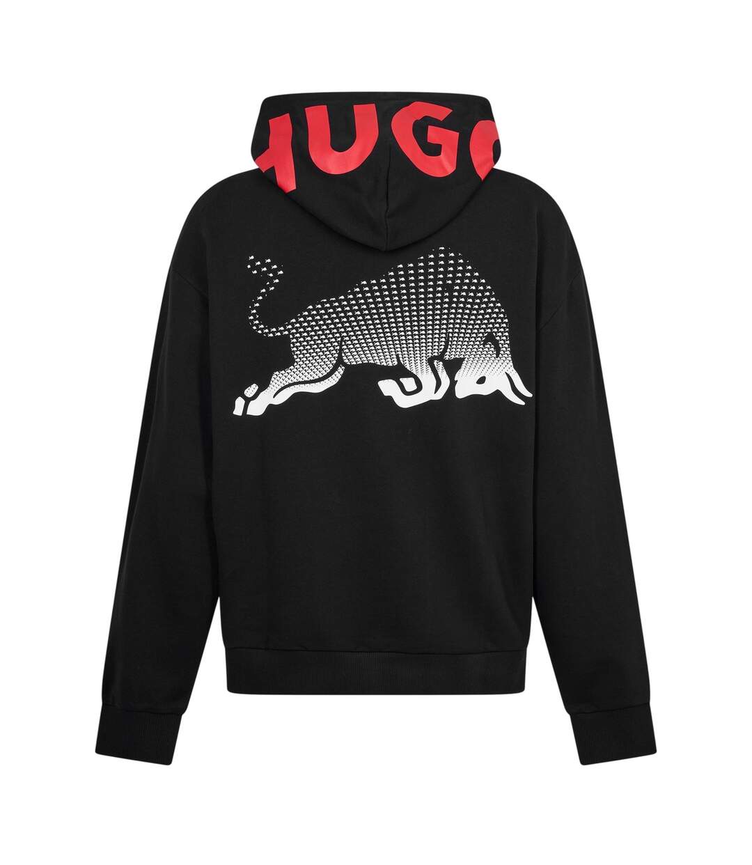 Mens Drop Shoulder Drawstring Hoodie Black Hugo-2