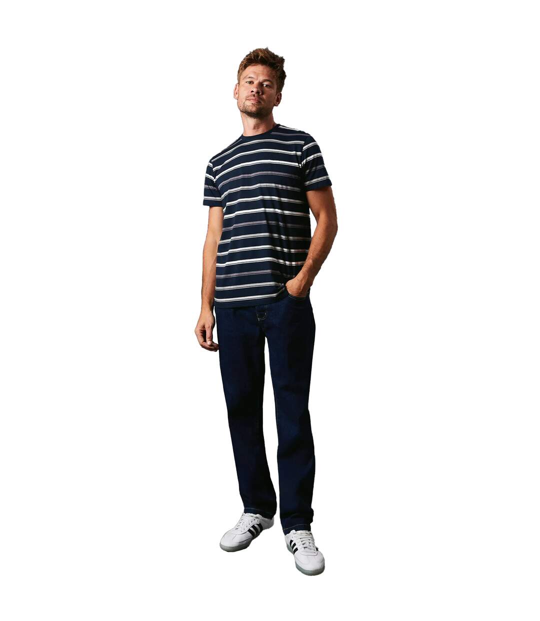 Mens classic stripe t-shirt navy Maine