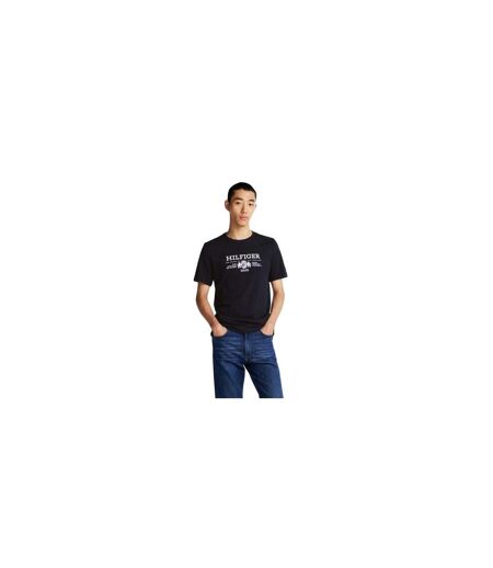 Mens Embroidered Logo Cotton T-shirt Blue Tommy Hilfiger