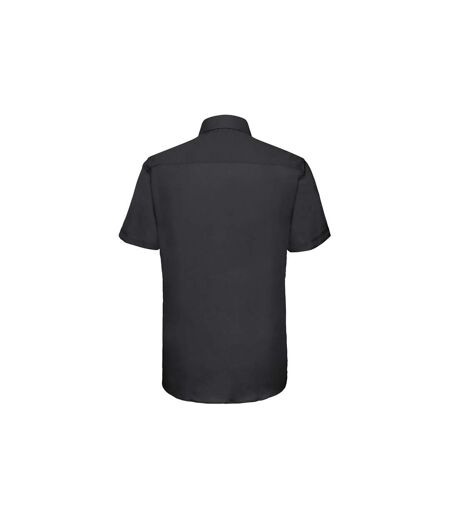 Russell Collection Mens Oxford Tailored Short-Sleeved Shirt (Black)
