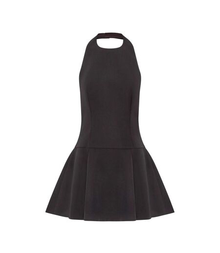 Womens/ladies Fitted And Flared Mini Dress Black Muse