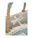 Sac de Plage Fleurs Denim 59cm Naturel & Bleu-3