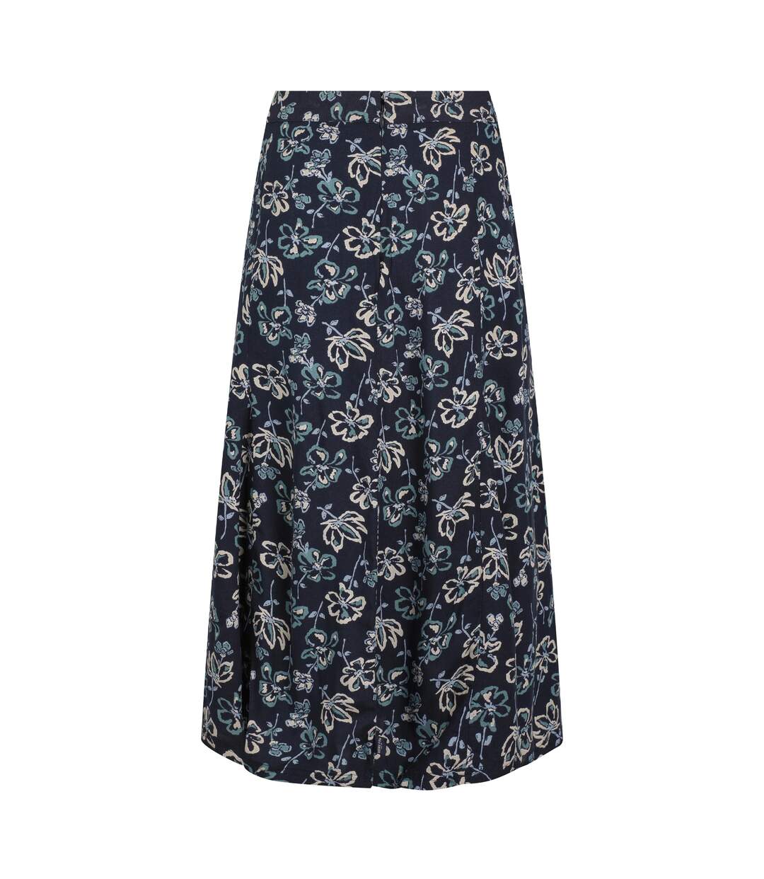 Womens/ladies tiya floral ecovero godet midi skirt black iris Weird Fish-2