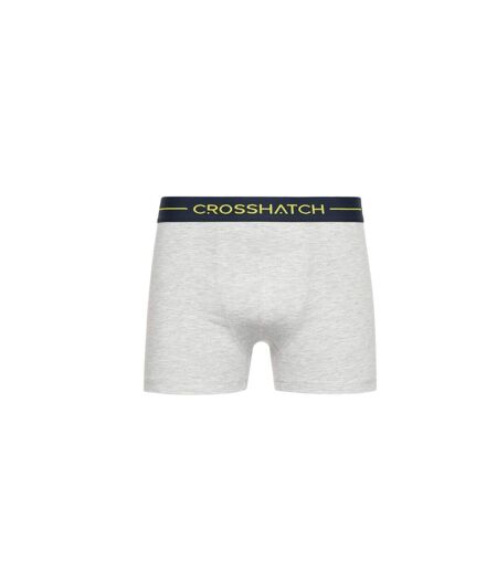Pack Of 3  Mens Warbler Boxer Shorts  Yellow Grey Navy Crosshatch