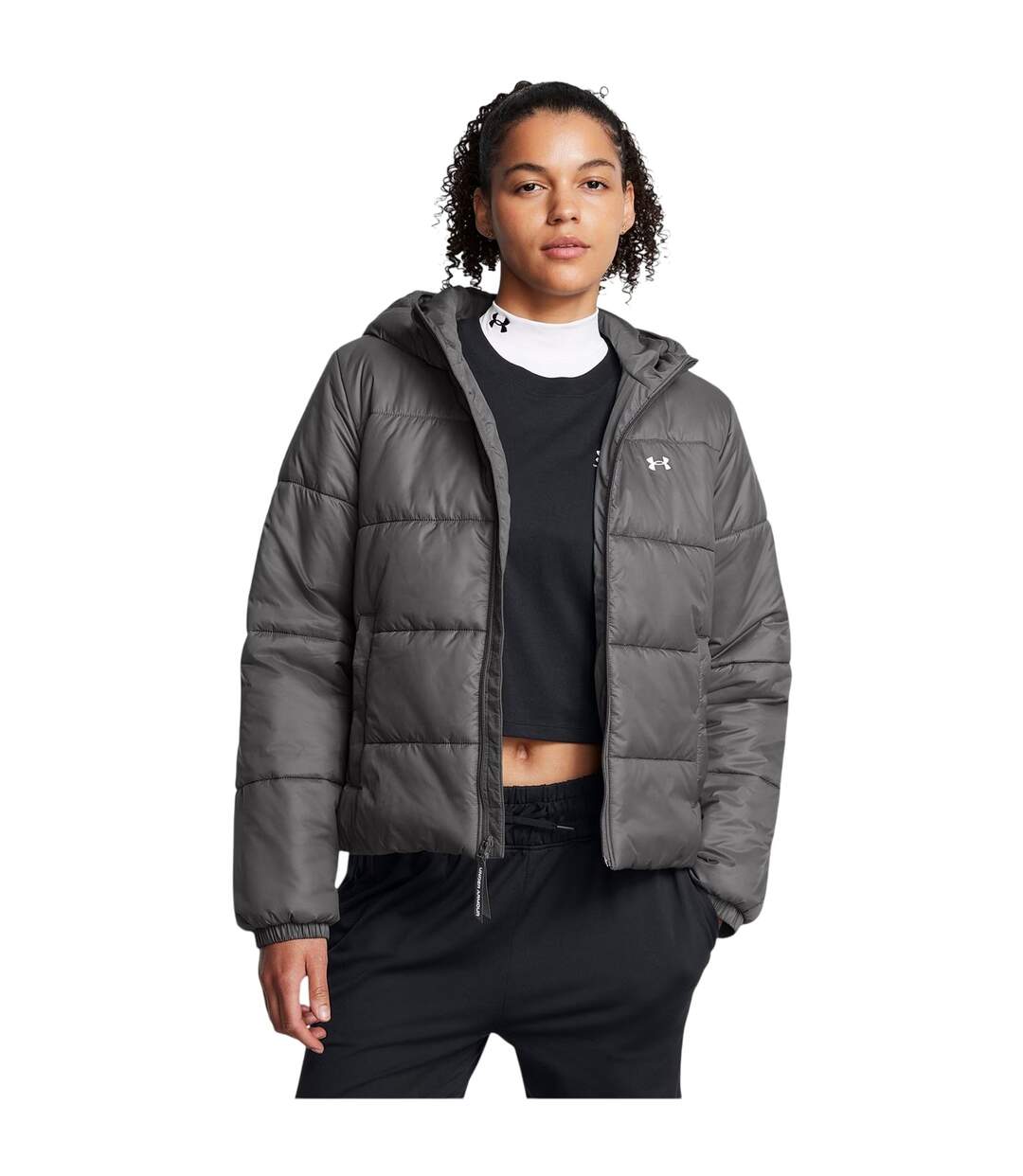 Womens/ladies Quilted Lightweight Tailored Puffer Jacket Grey Under Armour-4